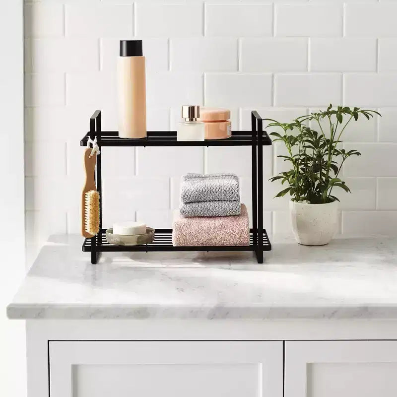 2-Tier Vanity Organizer, Rust-Resistant Steel, Powder-Coated, 15"W, No Assembly
