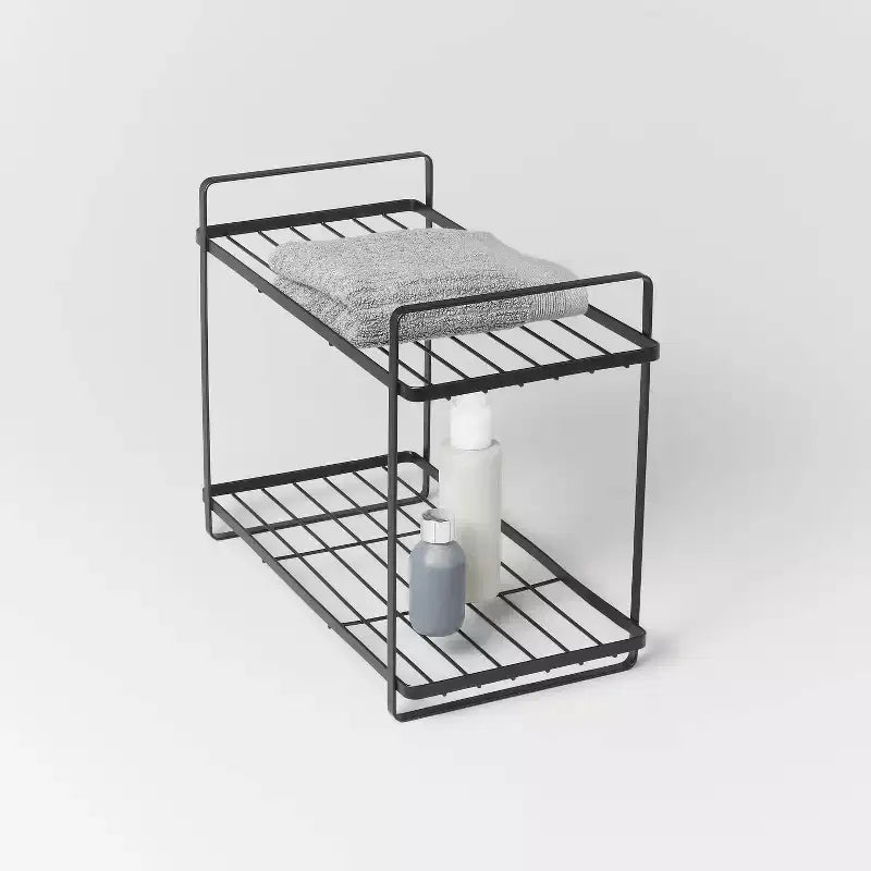 2-Tier Vanity Organizer, Rust-Resistant Steel, Powder-Coated, 15"W, No Assembly