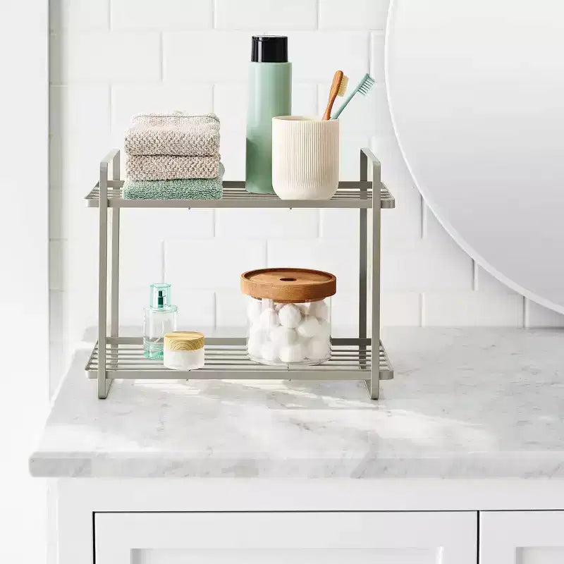 2-Tier Vanity Organizer, Rust-Resistant Steel, Powder-Coated, 15"W, No Assembly