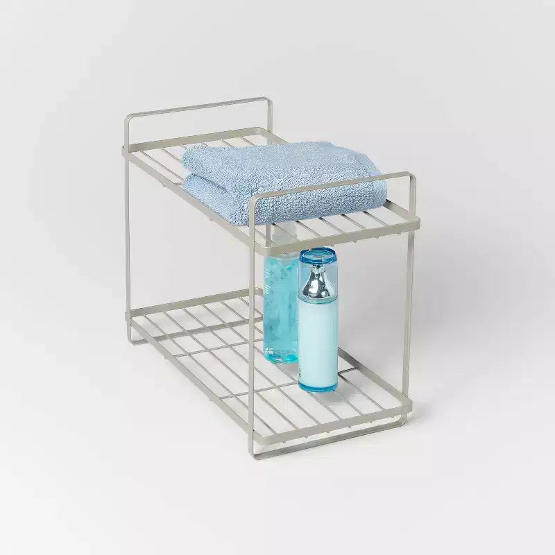 2-Tier Vanity Organizer, Rust-Resistant Steel, Powder-Coated, 15"W, No Assembly
