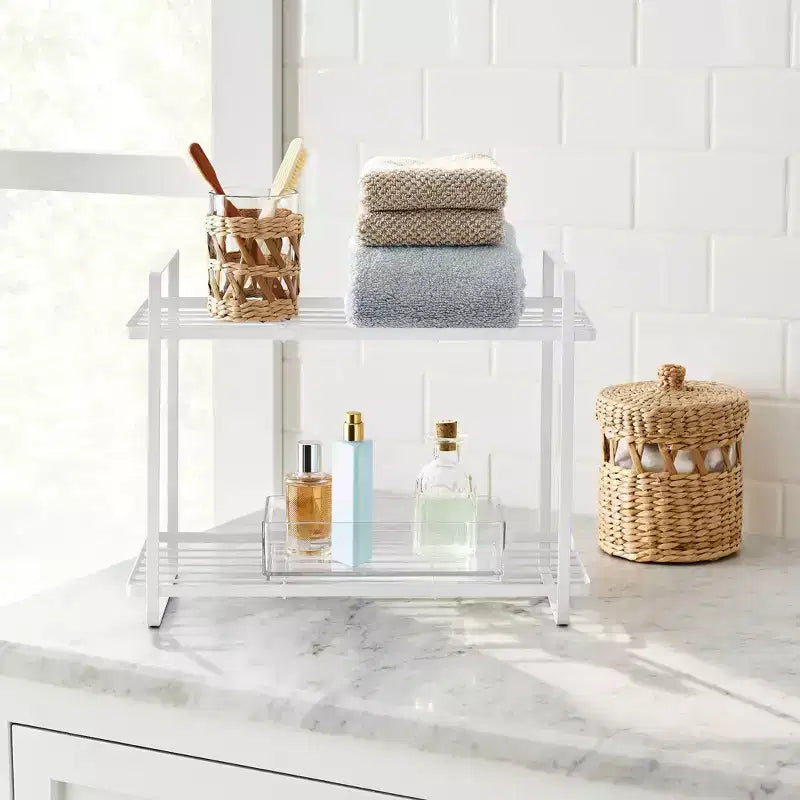 2-Tier Vanity Organizer, Rust-Resistant Steel, Powder-Coated, 15"W, No Assembly