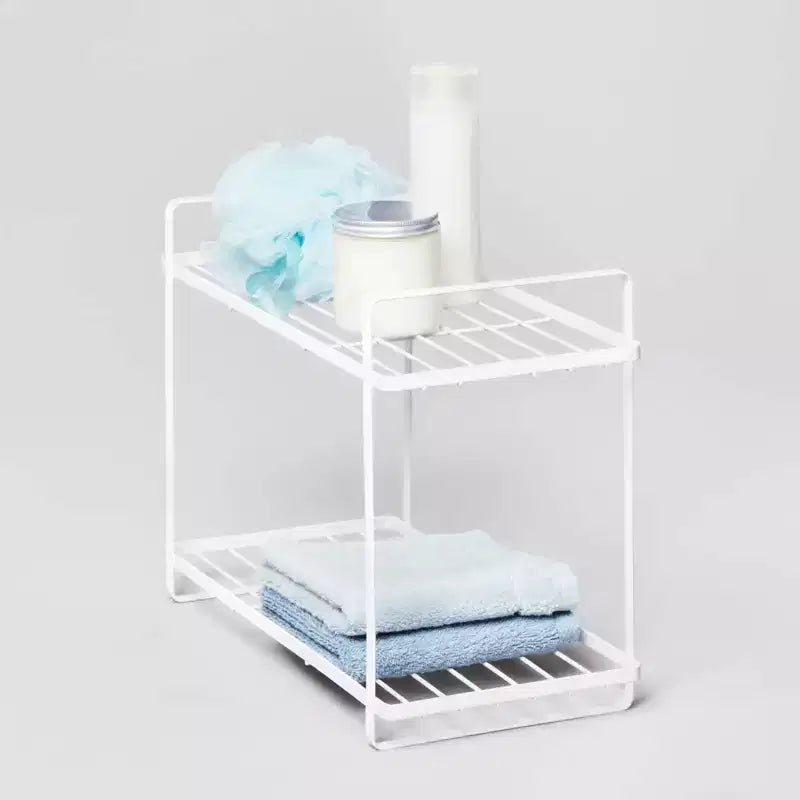 2-Tier Vanity Organizer, Rust-Resistant Steel, Powder-Coated, 15"W, No Assembly