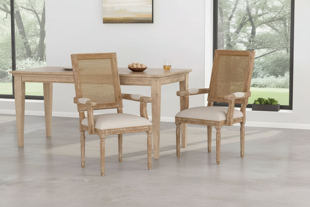 Set of 2 Maria French Country Wood and Cane Upholstered Dining Chairs - Christopher Knight Home