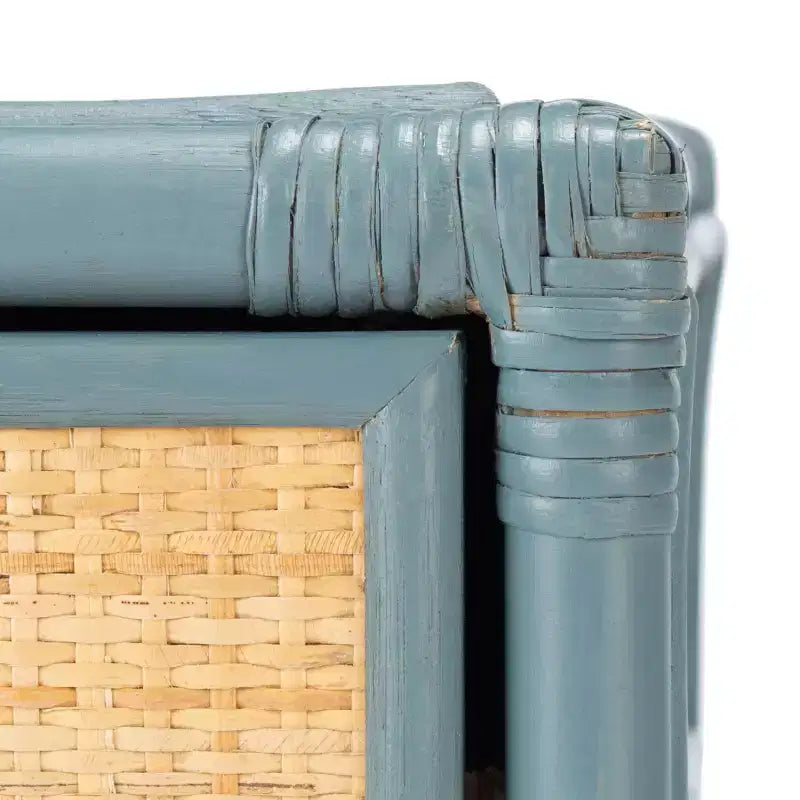 Comodino in legno e rattan con 1 cassetto e 1 ripiano aperto, stile coloniale britannico, 50 kg