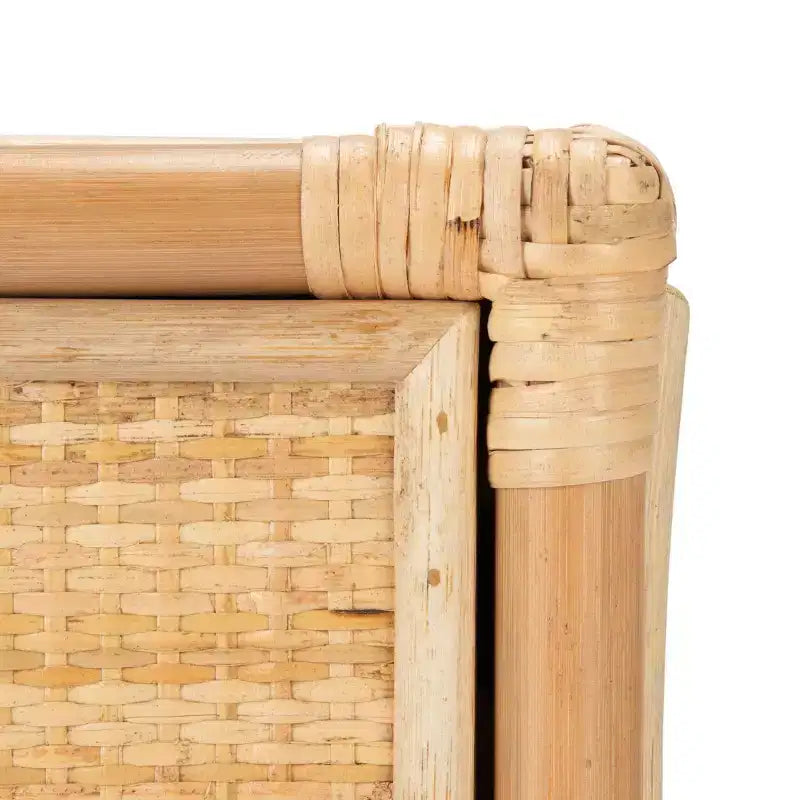 Comodino in legno e rattan con 1 cassetto e 1 ripiano aperto, stile coloniale britannico, 50 kg