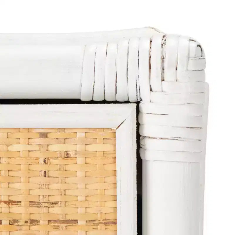 Comodino in legno e rattan con 1 cassetto e 1 ripiano aperto, stile coloniale britannico, 50 kg