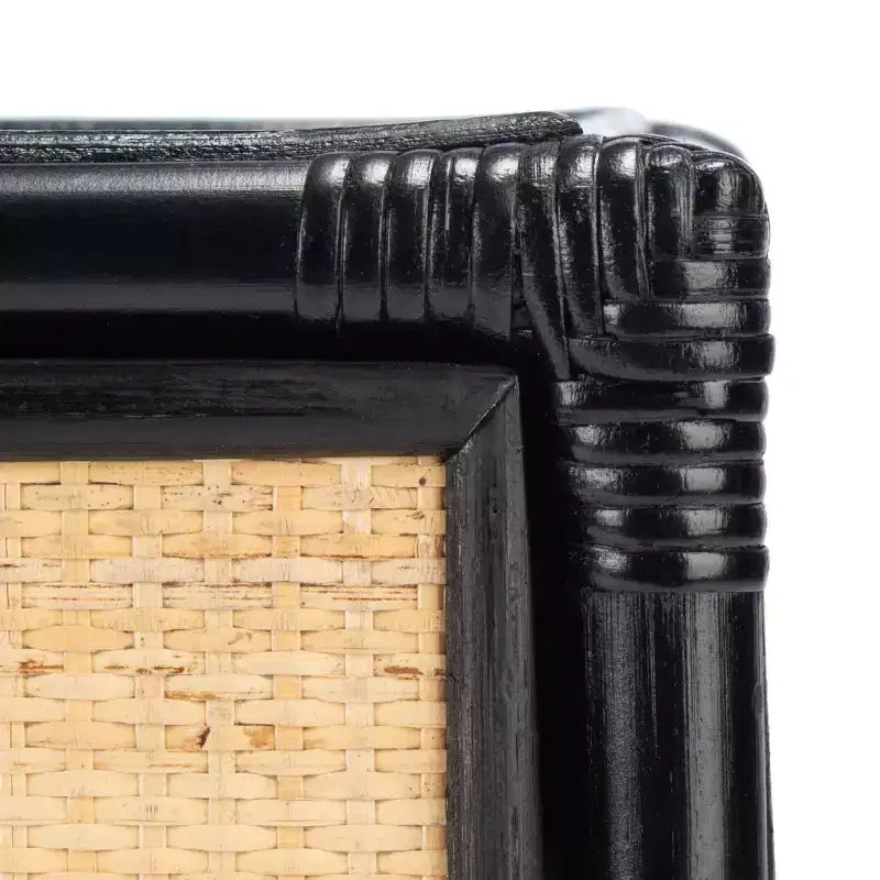 Comodino in legno e rattan con 1 cassetto e 1 ripiano aperto, stile coloniale britannico, 50 kg
