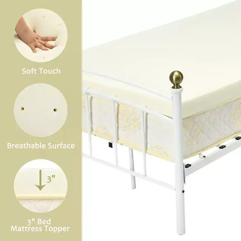 Topper Materasso 3", Cotone Aria e Schiuma ad Alta Densità, Traspirante, Rigido/Morbido, Tutte le Misure