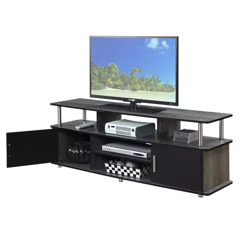 60" TV Stand for TVs Up to 60", Melamine Particle Board, Integrated TV Mount, 110 lb